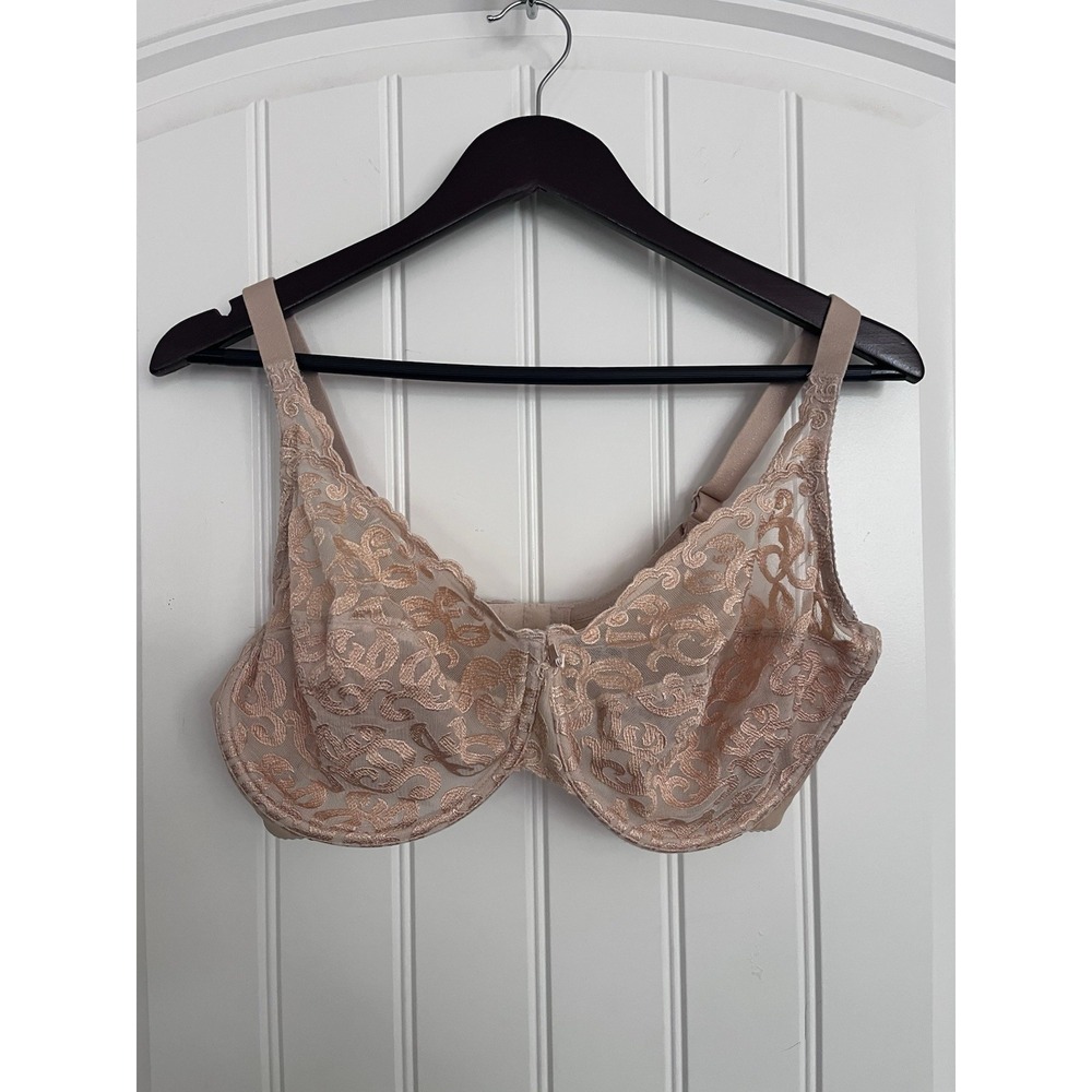 Wacoal Retro Chic Full Figure Underwire Bra 38DDD Nude 85199 Beige Lace 508